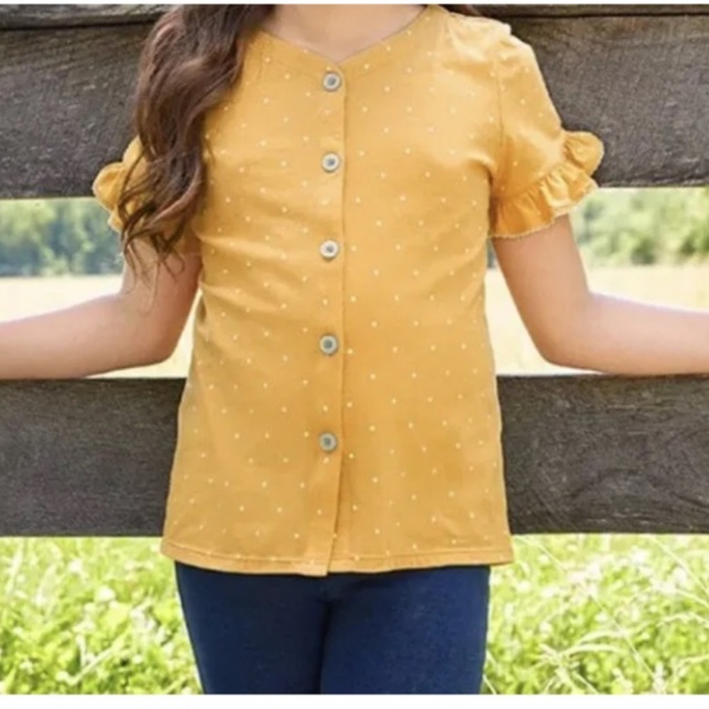 Girls 6 Matilda Jane Wonderment “Dont Stop Dancing” yellow top - adorable